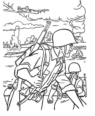 Великая отечественная война война солдаты поле боя Раскраски для детей  мальчиков