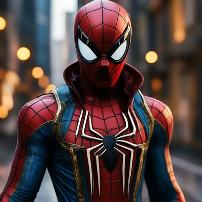 Человек паук в костюме Питера …» — создано в Шедевруме