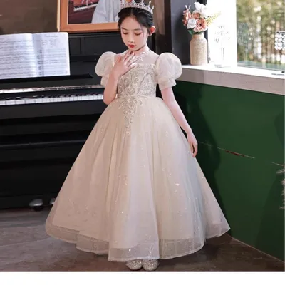 Белое платье цвета слоновой кости для маленьких принцесс, цветочные платья  для девочек, бальное платье для маленьких девочек от кутюр, платья для дня  рождения и свадьбы, Индивидуальные костюмы | AliExpress