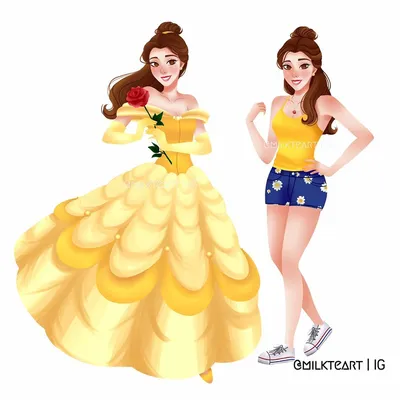 Белль от классической принцессы до современной девушки | Disney princess  fashion, Disney princess modern, Disney princess drawings