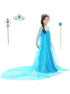 Детский костюм принцессы Эльзы, 2 платья с принтом «Холодное сердце» |  AliExpress