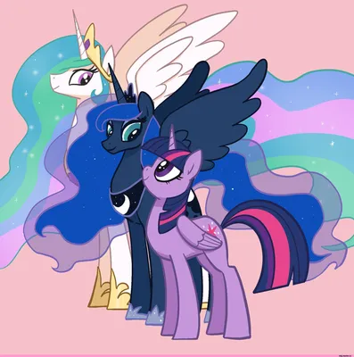 Twilight Sparkle (Твайлайт Спаркл) :: Princess Luna (принцесса Луна) ::  Princess Celestia (Принцесса Селестия) :: mlp art :: mane 6 :: royal :: my  little pony (Мой маленький пони) :: pfeffaroo ::