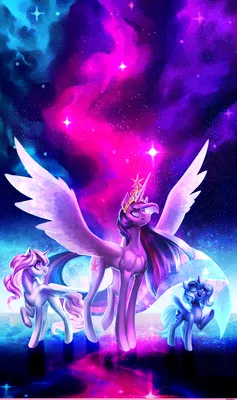 Автор - glitteronin / Princess Luna (принцесса Луна) :: Twilight Sparkle ( Твайлайт Спаркл) :: Princess Celestia (Принцесса Селестия) :: mane 6 ::  royal :: mlp art :: my little pony (Мой маленький