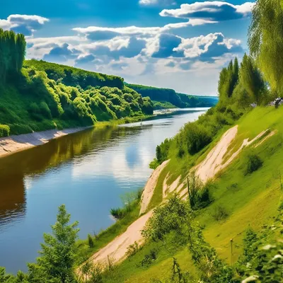 Купить фотообои \"Река в лесу\" в интернет-магазине в Москве
