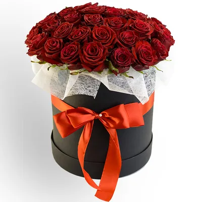 Красные розы в шляпной коробке, артикул: 333056875, с доставкой в город  Москва (внутри МКАД)
