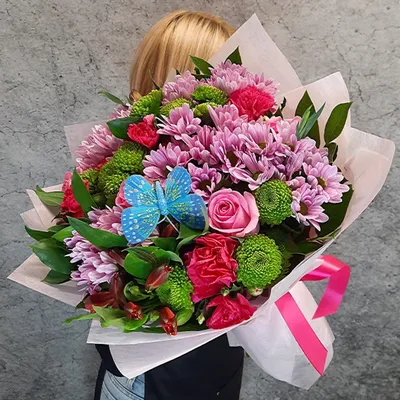 Купить Необычный букет девушке на день рождения с доставкой | Заказать цветы  дешево в магазине Iziflo