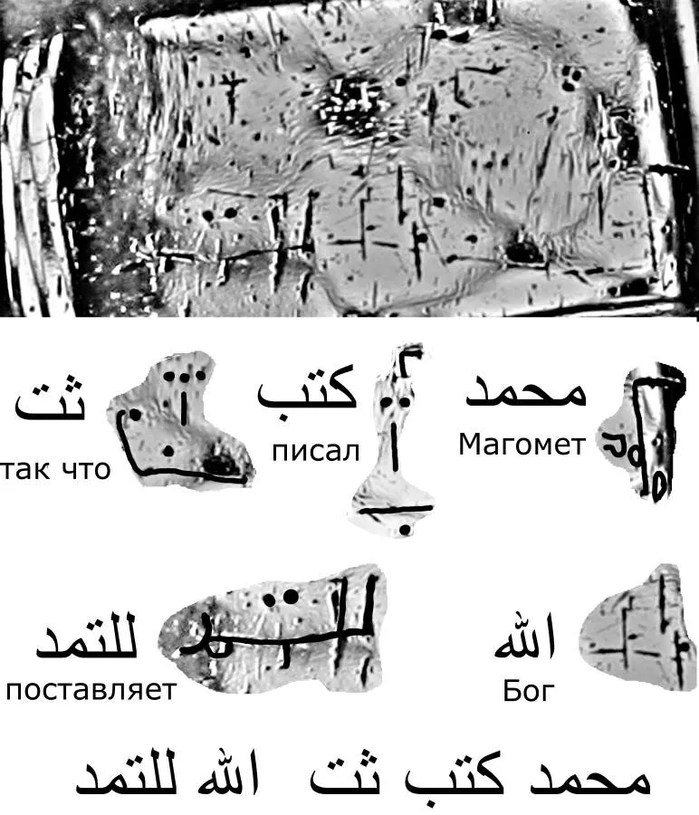 Кто верит в магомета текст. Арабские надписи на русском оружии.