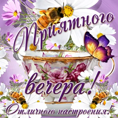 Картинка бабочки и пожелание приятного вечера - поздравляйте бесплатно на  otkritochka.net