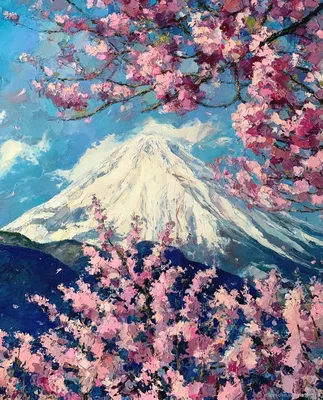 Цветущее дерево сакуры, Япония, …» — создано в Шедевруме