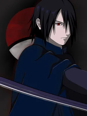 Обои на рабочий стол Uchiha Sasuke / Учиха Саске с мечем сидит на камне на  фоне неба из аниме Наруто / Naruto, обои для рабочего стола, скачать обои,  обои бесплатно