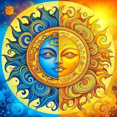 Солнце и луна иллюстрации - 45 фото