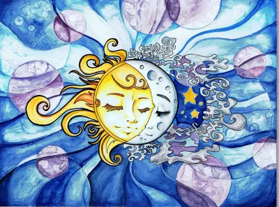 Картина \"Солнце и луна\" | холст/акрил/фитодиз,раме 53*63 | Vrame.by