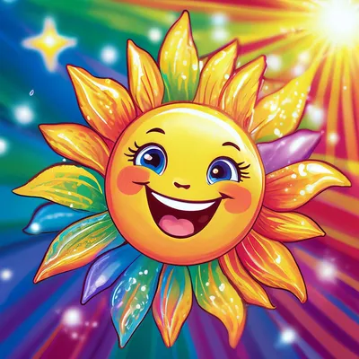 Рисунок солнышко с улыбкой и лучиками - 68 фото