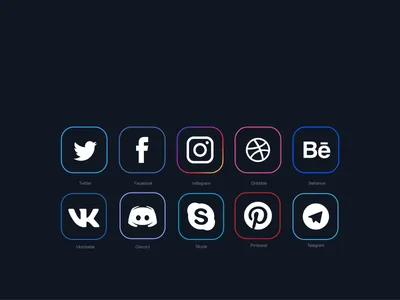 Красивые и стильные иконки соц. сетей в футуристическом стиле. | Пикабу