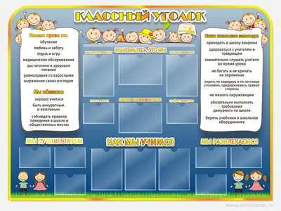 Стенд для школы Классный уголок на желтом фоне Стенды для детских садов ДОУ  и школ