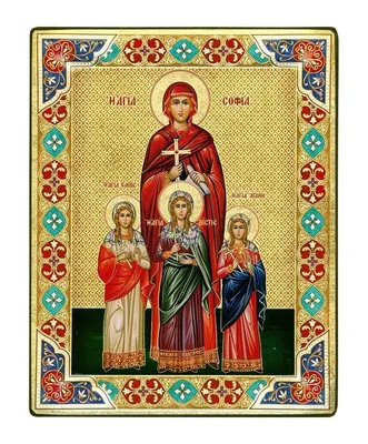 Купить икону из янтаря святые мученицы Вера, Надежда, Любовь и мать их София  Римские на подарок на сайте производителя ТМ Янтарь Полесья