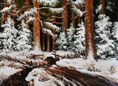Купить Картина «Зима в Лесу» холст 50 x 40 см