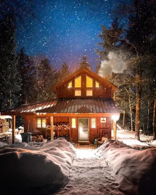 Картинки зимний вечер дома фотографии