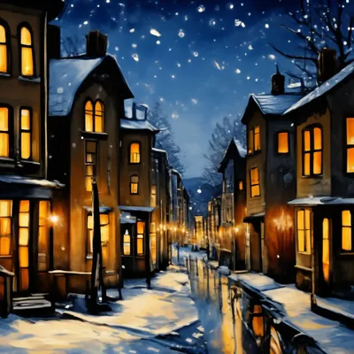 Пазл зимний вечер в городе - разгадать онлайн из раздела \"Картины\" бесплатно