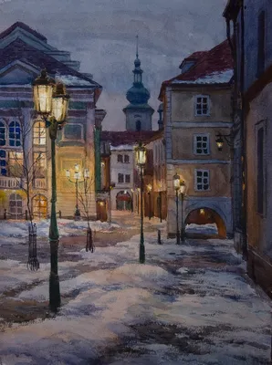 Зимний вечер в городе, снег валит …» — создано в Шедевруме