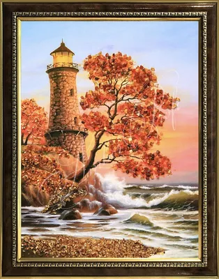 Купить картина из натурального балтийского янтаря \"маяк\"