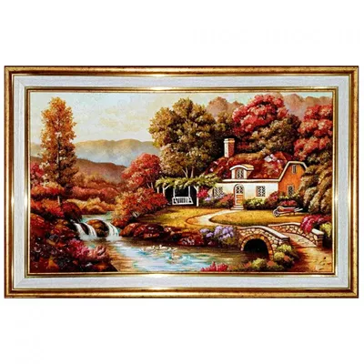 Картина из янтаря \"Дом в горах\" 80x120 купить в интернет-магазине EXKLUSI