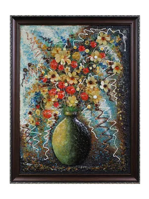 Картина из янтаря \"Ваза с цветами\" 30х40 см вертикаль. - купить по низкой  цене в интернет-магазине OZON (891956554)