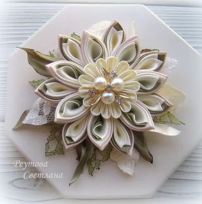 Цветы канзаши из узкой ленты/ Kanzashi Flower Tutorial/ Flores de fitas/  Ola ameS DIY - YouTube