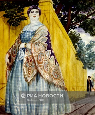 Репродукция картины Б.Кустодиева \"Купчиха на прогулке\" | РИА Новости  Медиабанк