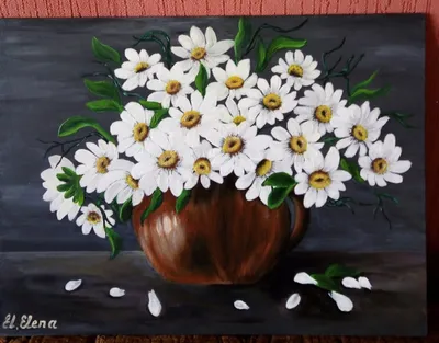 Картина Полевые цветы. Ромашки. Размеры: 30x40, Год: 2021, Цена: 3500  рублей Художник Золотова Оксана Ивановна