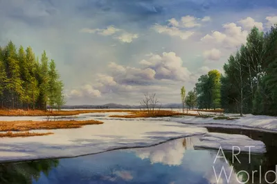 Картина \"Весна в деревне\" - Советская живопись купить в Москве | rus-gal.ru