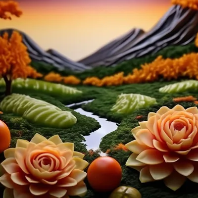 Food Carving: шедевры из овощей и фруктов. Обзор скульптур, вырезанных из  еды