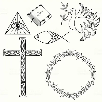 Христианские символы Множественные символы Cristianity Иллюстрация вектора  - иллюстрации насчитывающей алфавитного, рыбы: 122868526