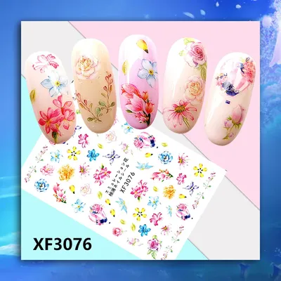 Наклейки на ногти, слайдеры для ногтей, наклейки для дизайна ногтей,  Японские хризантемы E.Mi 12110119 купить в интернет-магазине Wildberries