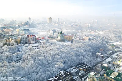 Прекрасная туманная зима в Киеве с высоты | Аэросъёмка в Киеве и Украине.  Фото, видео, FPV