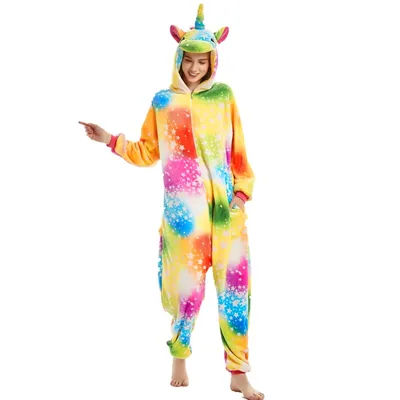 Пижама кигуруми на молнии «Разноцветный Единорог» — купить