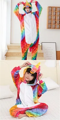 Rainbow Unicorn Cartoon Pattern Onesie Pajams - Women Long Sleeve Kigurumi  Pajamas Loungewear Cosplay Costume | Outfits for Sale