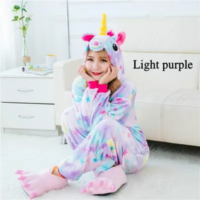 Cheap Kigurumi Purple Rainbow Unicorn Onesie Rainbow Pajamas Jumpsuits  Adult Sleepwear Onepiece Cosplay with shoes | Joom