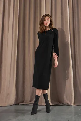 Классическое черное платье приталенного кроя (арт. 40822) ♡  интернет-магазин Gepur