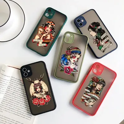 Классный Старый Школьный чехол для телефона с татуировкой для IPhone 14 13  12 11 Mini Pro Max XS X Max XR 8 7 Plus SE 2022, Кожаный цветной чехол для  телефона | AliExpress