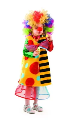 Купить карнавальный костюм взрослый \"клоунесса\" (желтый, р-р52; комплект:  головной убор, парик, нос, платье) по доступной цене в интернет-магазине  Амодей
