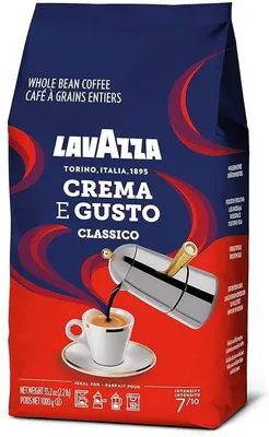 Amazon.com : Lavazza Crema E Gusto Whole Bean Coffee 1 kg Bag, Authentic  Italian, Blended and roasted in Italy, Full-bodied, creamy dark roast with  spices notes : Everything Else