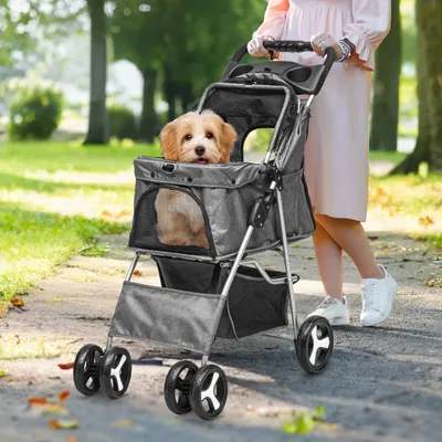 Купить Коляска для собаки Складные коляски для домашних животных для  маленьких и средних собак и кошек, 4-колесная коляска, НОВИНКА, цена 10 090  руб — (204438372023)