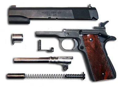 Долгожитель среди пистолетов – легендарный пистолет с убойным калибром -  Кольт М 1911А1, калибр .45 (11,43×23 мм).