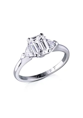Кольцо GRAFF Platinum White Emerald Cut 1.03 ct G/VS2 Diamond Ring GR  (31880) купить в Москве, выгодная цена - ломбард на Кутузовском