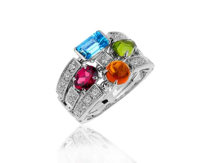 Оригинальное золотое кольцо с цветными камнями Bvlgari – купить по цене 382  500 ₽ с доставкой в интернет-магазине Mister Diamond