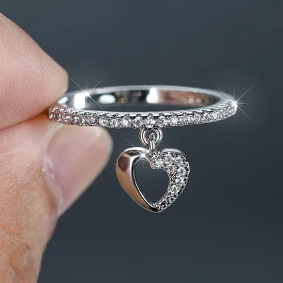 Серебряное двойное кольцо с цепочкой и Фианитом DARIY 328к (ID#1522275610),  цена: 1466.25 ₴, купить на Prom.ua