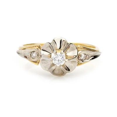 Купить кольцо из красного золота тюльпан с бриллиантами и сапфирами  000080039 ✴️в Zlato.ua