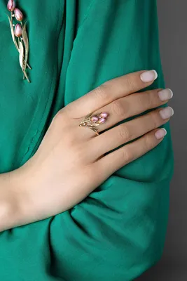 Кольцо тюльпан из золота 750 пробы с бриллиантами | Ювелирный интернет  магазин «Взлате»