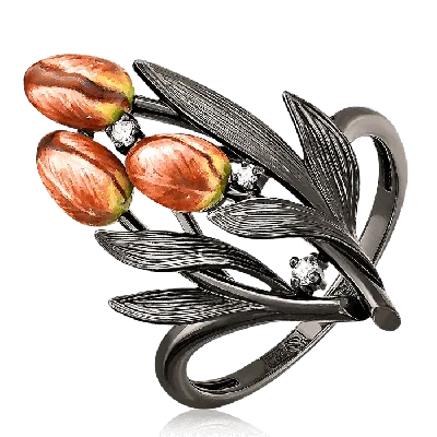 Кольцо Тюльпан с изумрудом и бриллиантами | Mirus Gold